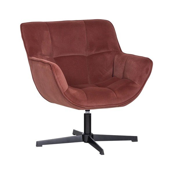 Poltrona color terracotta girevole con rivestimento in velluto Wibo – WOOOD