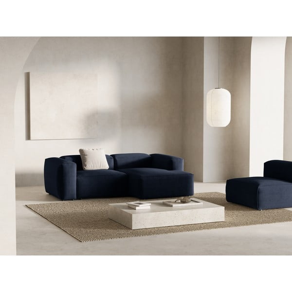 Divano angolare blu scuro (con penisola a destra/con chaise lounge) con rivestimento in velluto a coste Bergamo – Cosmopolitan Design-image-1