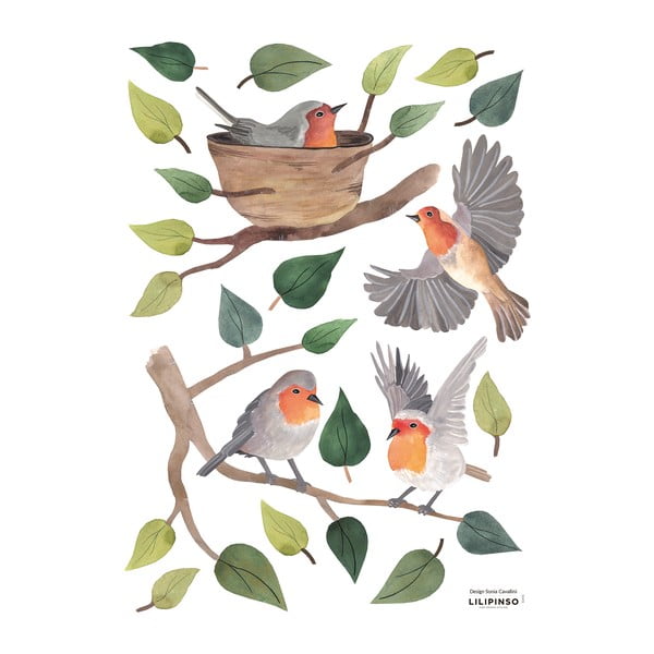 Foglio adesivo 30x42 cm Robins Redbreast - Lilipinso