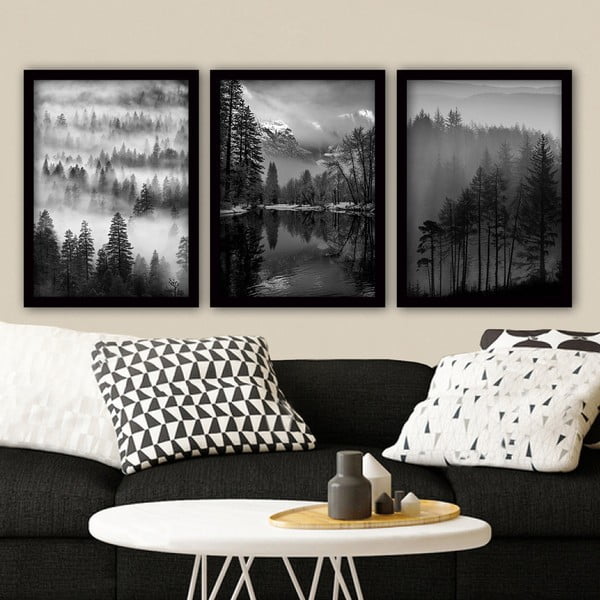 Dipinti in set di 3 pezzi 35x45 cm Black & White - Wallity-image-1