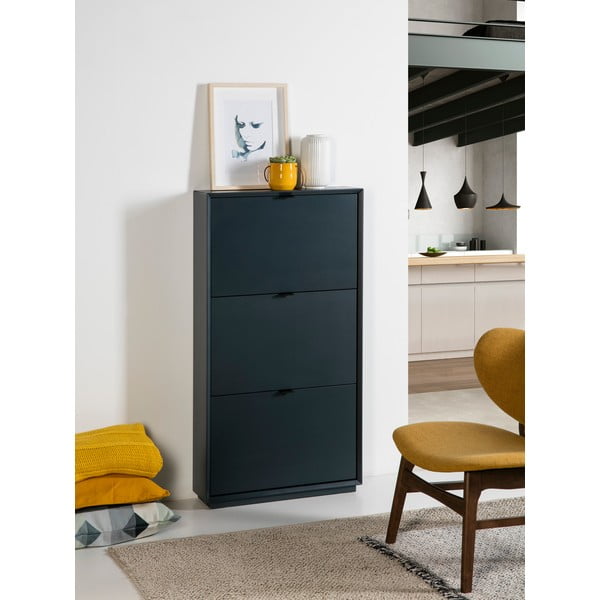 Scarpiera blu petrolio con 3 cassetti Luka - Marckeric-image-1