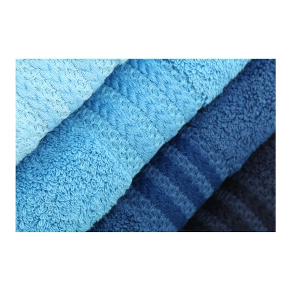 Set di 4 asciugamani in cotone blu Sky, 70 x 140 cm Rainbow - Foutastic-image-2