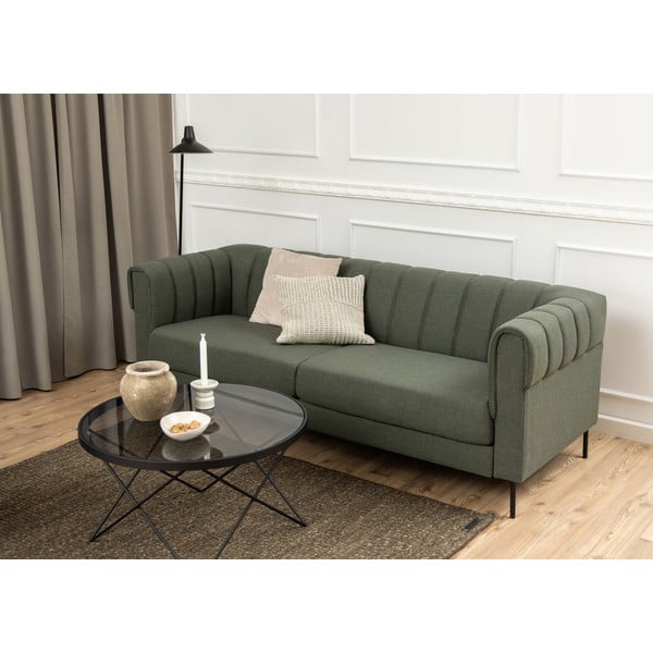 Tavolino nero con piano in vetro ø 80 cm Cuxton - Actona-image-2