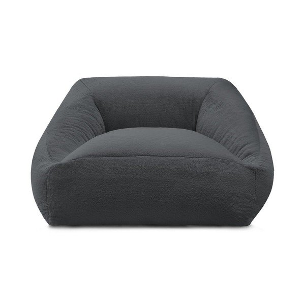 Puof a sacco grigio scuro con rivestimento in pelliccia sintetica Lilibet – Bobochic Paris-image-3