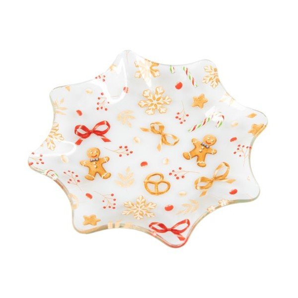 Piatto da portata bianco in vetro a tema natalizio ø 15 cm Gingerbread – Dakls