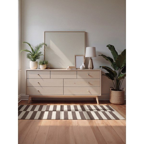 Tappeto bianco/marrone in lana reversibile/tessuto a mano 80x150 cm Vika – Hanse Home-image-1