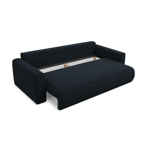 Divano blu scuro allungabile/con contenitore con rivestimento in velluto 238 cm Kapua – Makamii-image-4