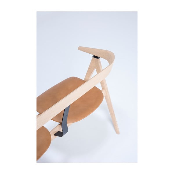 Panca in legno di quercia con seduta in pelle Ava - Gazzda-image-2