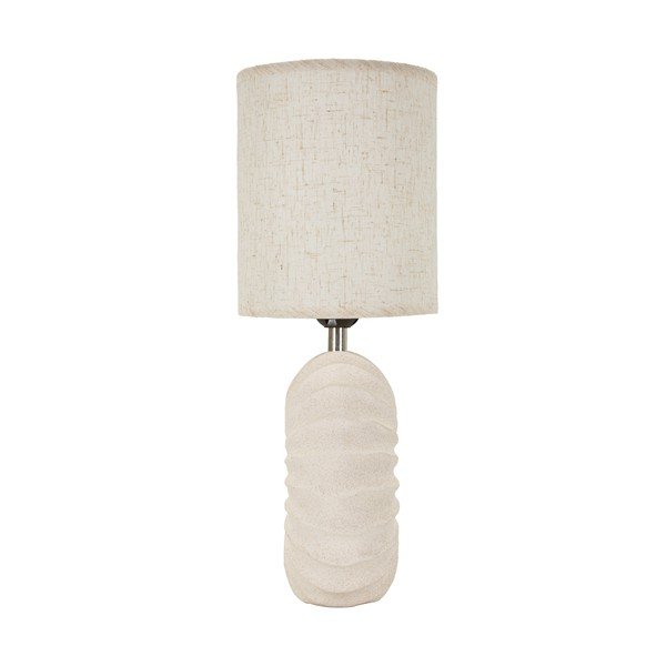 Lampada da tavolo color crema in ceramica con paralume in tessuto (altezza totale 40 cm) Anemone – Mauro Ferretti