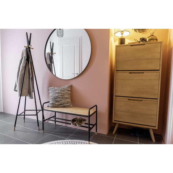 Scarpiera in metallo nero/naturale con panca Loft - Wenko-image-1