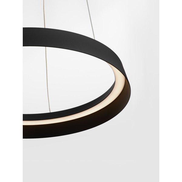 Lampadario LED nero opaco in alluminio con paralume in vetro acrilico con intensità regolabile ø 45 cm Ormi – Nova Luce-image-2