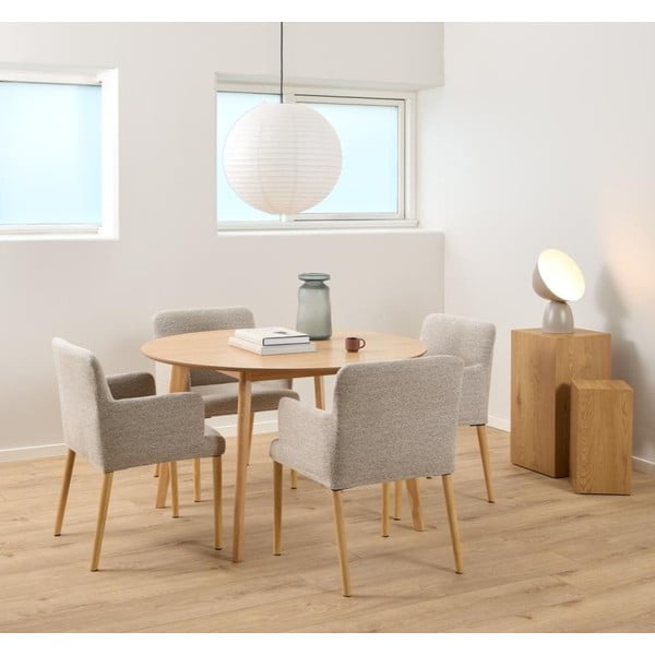 Sedia da pranzo beige in imbottito con braccioli Zoe – Actona-image-1