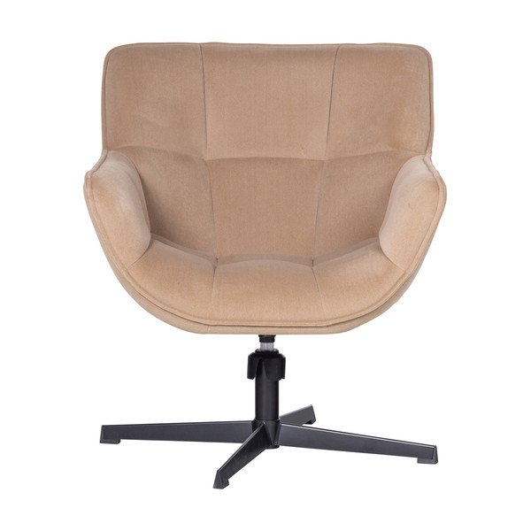 Poltrona beige girevole con rivestimento in velluto Wibo – WOOOD-image-2