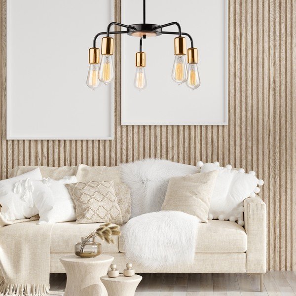 Lampadario nero con paralume in metallo ø 45 cm Erica – LAMKUR-image-2