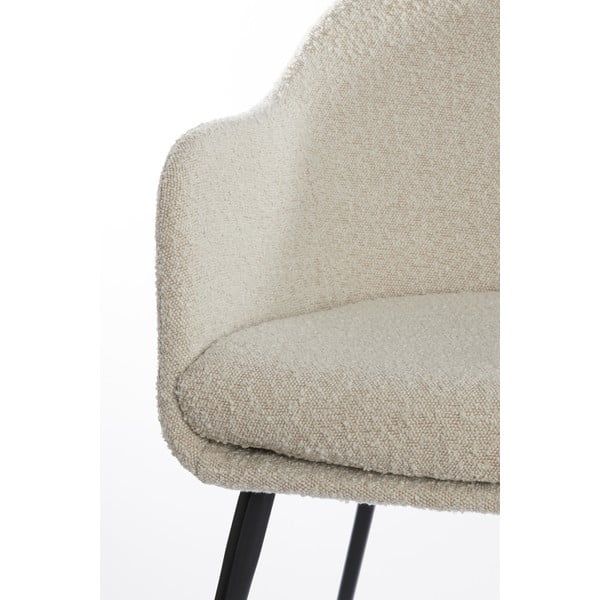 Sedia da pranzo color crema in imbottito con braccioli Leone – Light & Living-image-3