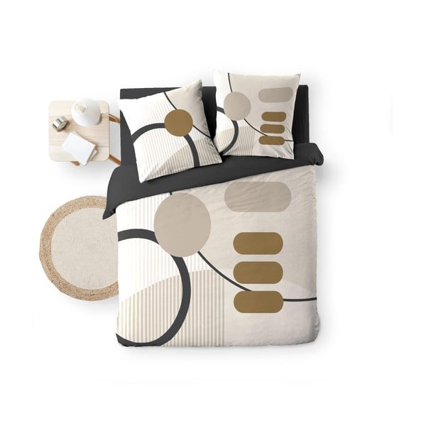 Set copripiumino e federa beige in cotone per letto matrimoniale ed esteso 240x220 cm Santana – douceur d'intérieur-image-4