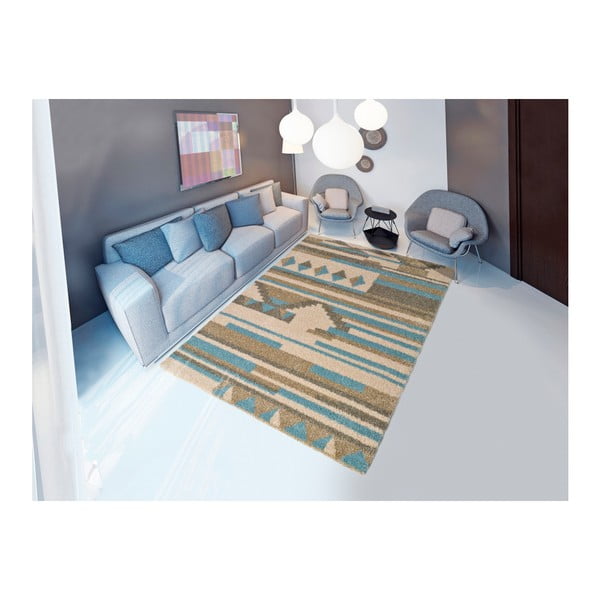 Tappeto blu e beige Narvik, 160 x 230 cm - Universal-image-1