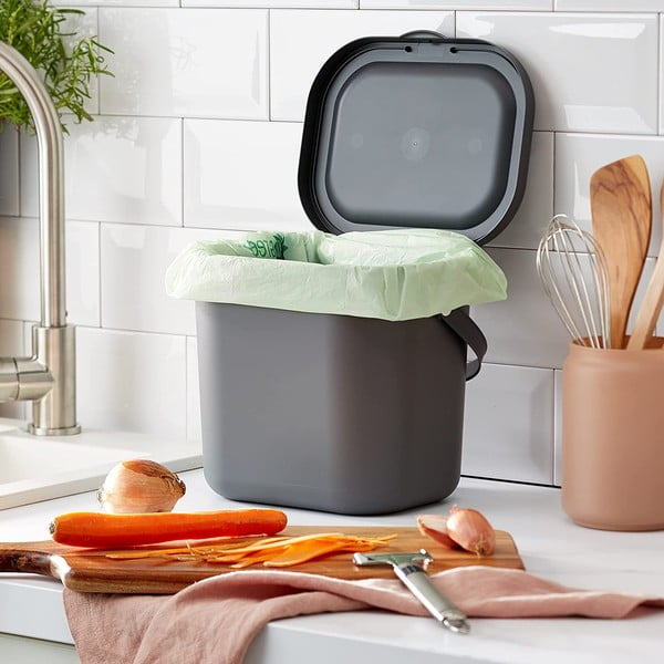 Contenitore per rifiuti compostabili bianco da 6 L Albula - Rotho-image-1