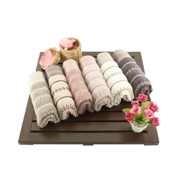 Set di 6 asciugamani in cotone Madame Coco Bombeli Wash, 30 x 50 cm - Foutastic