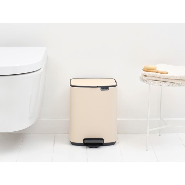 Cestino per la spazzatura beige in acciaio con pedale 7 l Bo – Brabantia-image-1
