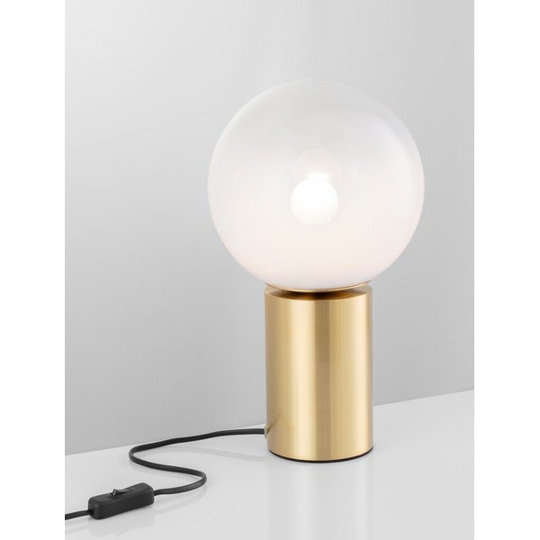 Lampada da tavolo bianca/dorata in vetro (altezza totale 35,5 cm) Vita – Nova Luce-image-2