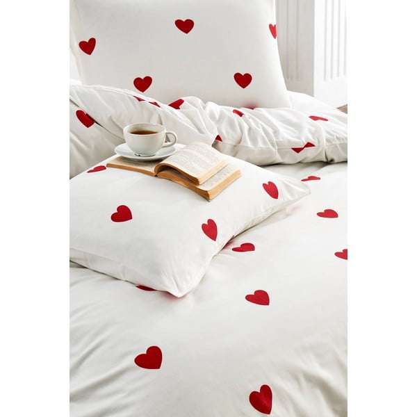 Biancheria da letto matrimoniale color panna in cotone Renforcé con un lenzuolo 4 pezzi 200x220 cm Mini Hearts - Mila Home-image-1