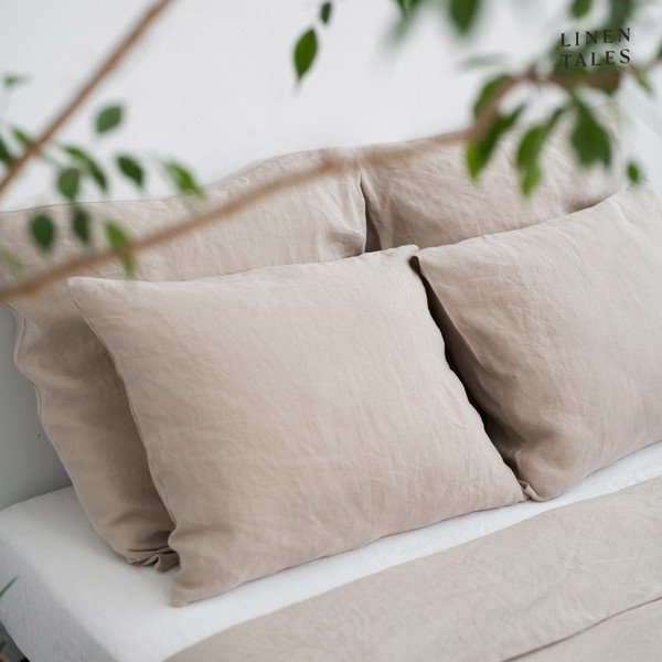 Biancheria da letto matrimoniale in fibra di canapa crema 200x200 cm - Linen Tales-image-2