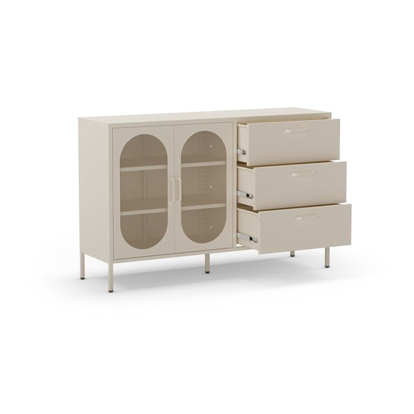 Cassettiera color crema 140x90 cm Diora - Marckeric-image-4