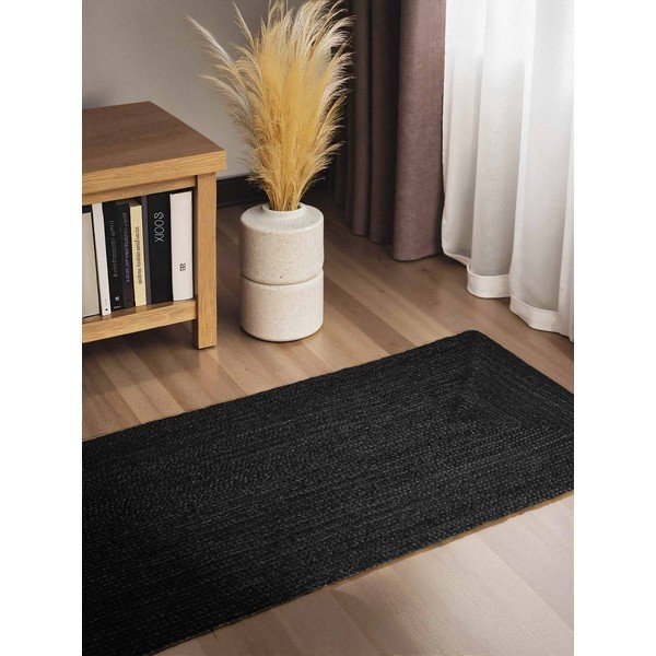Passatoia nera in iuta reversibile/tessuta a mano 80x200 cm Juno – Hanse Home-image-1