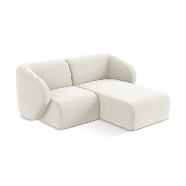 Divano angolare beige (con penisola a destra/con chaise lounge) con rivestimento in velluto Lani – Makamii-image-2