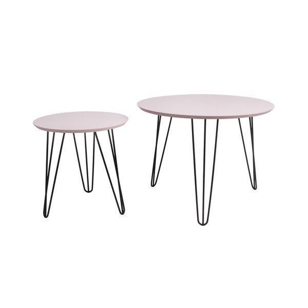 Set di 2 tavoli contenitori con piano rosa chiaro Sparks - Leitmotiv