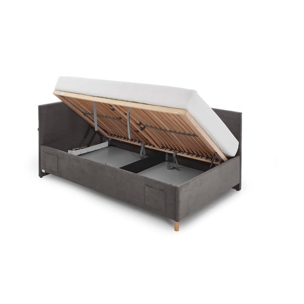 Letto da bambini con sponde color antracite imbottito con contenitore con rete inclusa 90x200 cm Cool – Meise Möbel-image-2