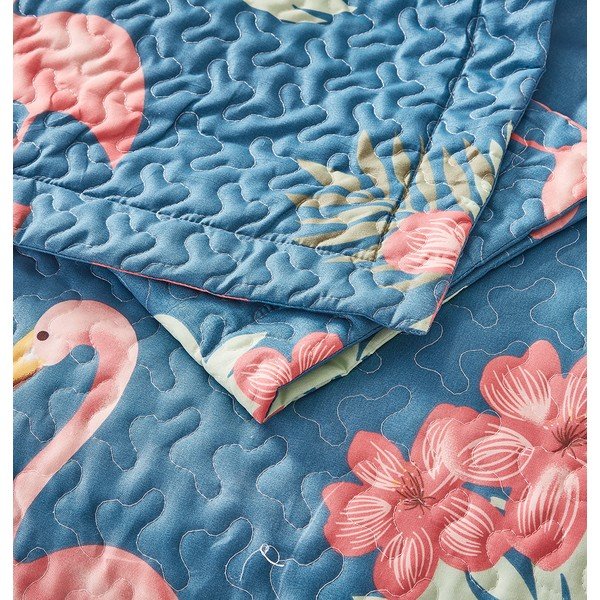 Copriletto in microfibra blu con due federe Flamingo, 180 x 250 cm - Sleeptime-image-2