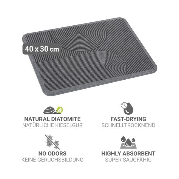Tappetino scolapiatti grigio in diatomite 40x30 cm Damon – Wenko-image-3