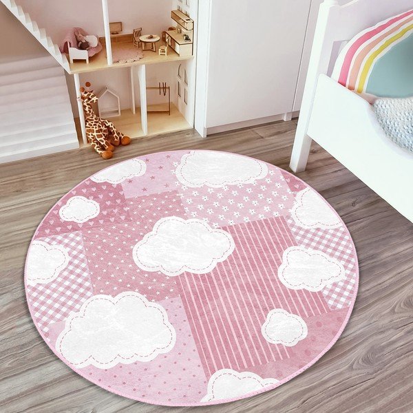 Tappeto rosa per bambini ø 100 cm Comfort - Mila Home-image-1