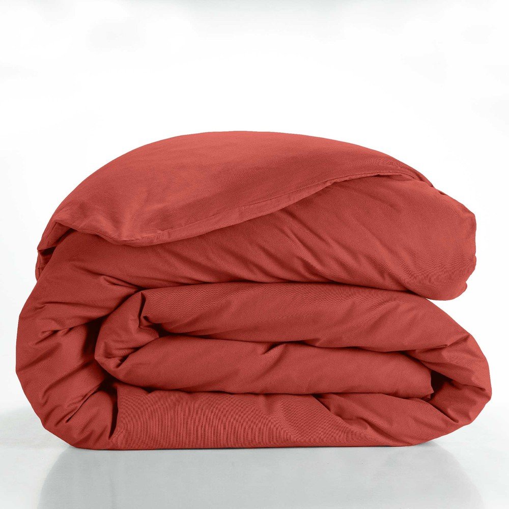 Copripiumino color mattone in cotone per letto matrimoniale/per letto esteso 240x220 cm Lina – douceur d'intérieur | Biancheria da letto