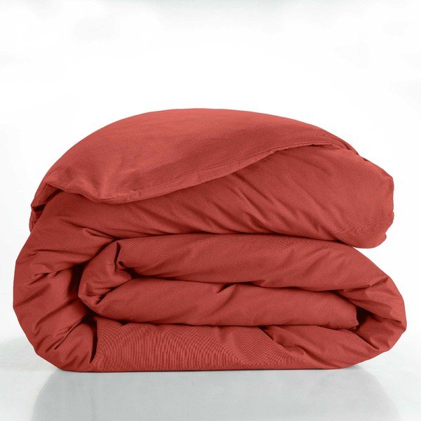 Copripiumino color mattone in cotone per letto matrimoniale/per letto esteso 240x220 cm Lina – douceur d'intérieur