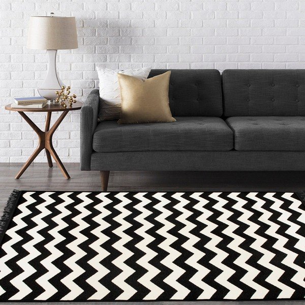 Tappeto bifacciale bianco e nero Zig Zag, 140 x 215 cm - Cihan Bilisim Tekstil-image-3
