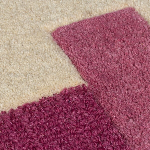 Tappeto in lana giallo e rosa tessuto a mano 160x230 cm Kai Wool Border - Flair Rugs-image-2