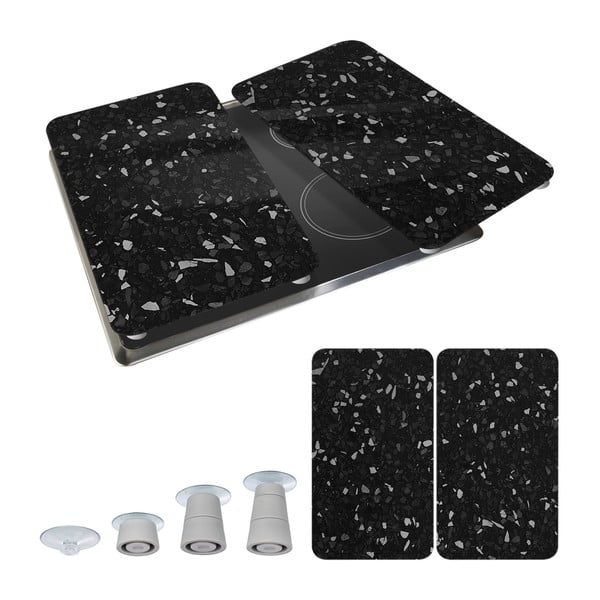 Set di 2 copri stufe in vetro nero Universal - Wenko-image-2