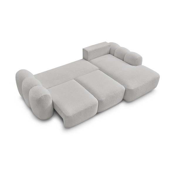 Divano angolare grigio chiaro allungabile/con contenitore (con penisola a destra/con chaise lounge) con rivestimento in bouclé Montaigne – Bobochic Paris-image-4