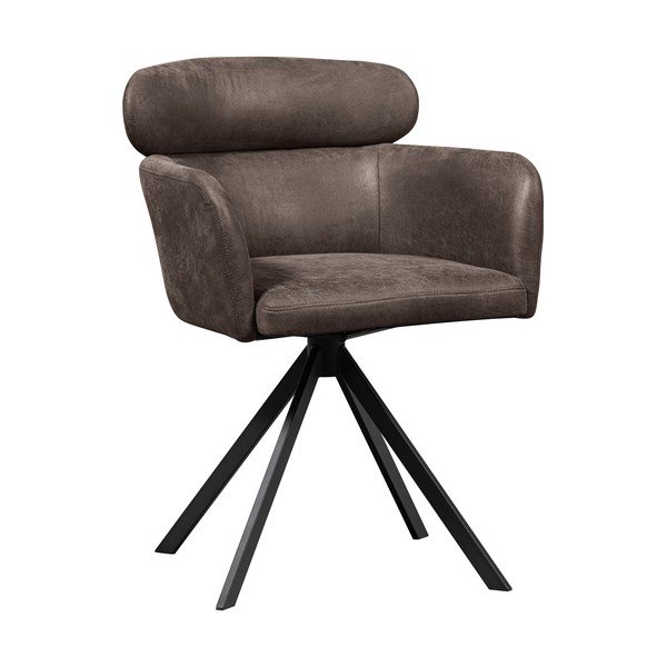Sedia da pranzo marrone scuro in imbottito con braccioli Fenne – WOOOD
