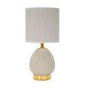 Lampada da tavolo grigio chiaro in ceramica con paralume in tessuto (altezza totale 30,5 cm) Flavi – Mauro Ferretti
