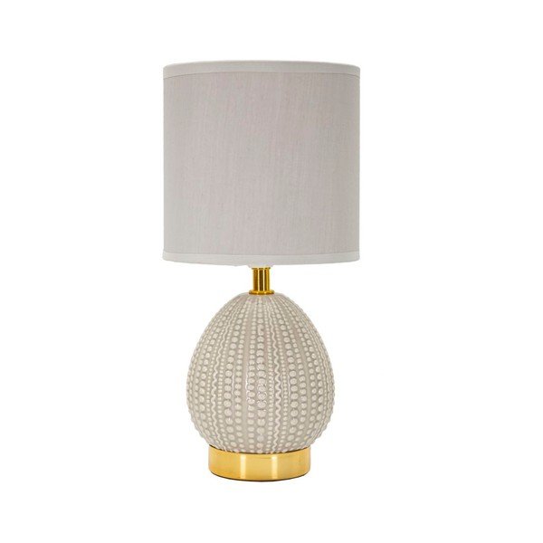 Lampada da tavolo grigio chiaro in ceramica con paralume in tessuto (altezza totale 30,5 cm) Flavi – Mauro Ferretti