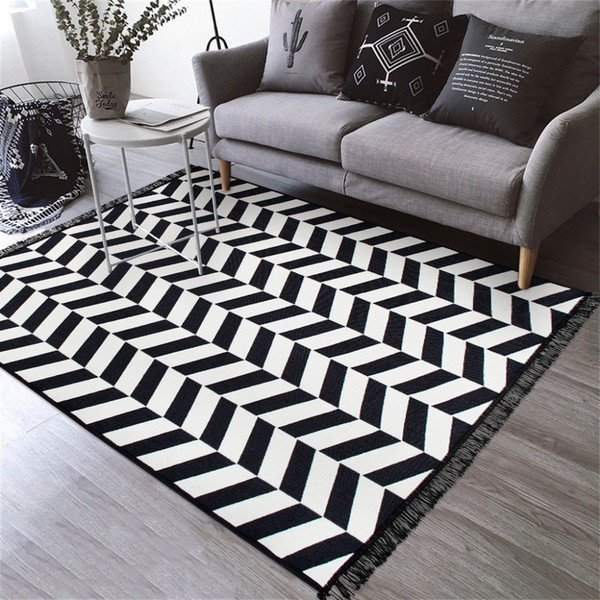 Tappeto bifacciale in bianco e nero Morpheus, 140 x 215 cm - Cihan Bilisim Tekstil-image-1