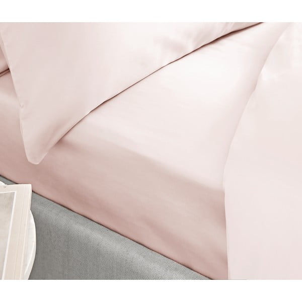 Lenzuolo di cotone sateen rosa Classic, 135 x 190 cm - Bianca-image-1