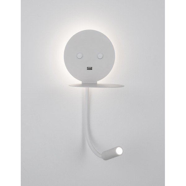 Lampada da parete LED bianca in alluminio con struttura flessibile/con porta USB Eclip – Nova Luce-image-2