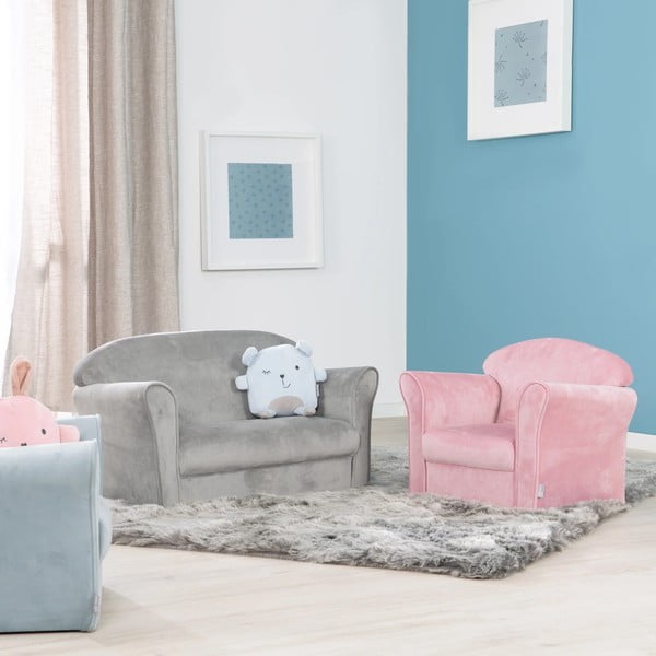 Divano per bambini in velluto grigio chiaro 78 cm Lil Sofa - Roba-image-3