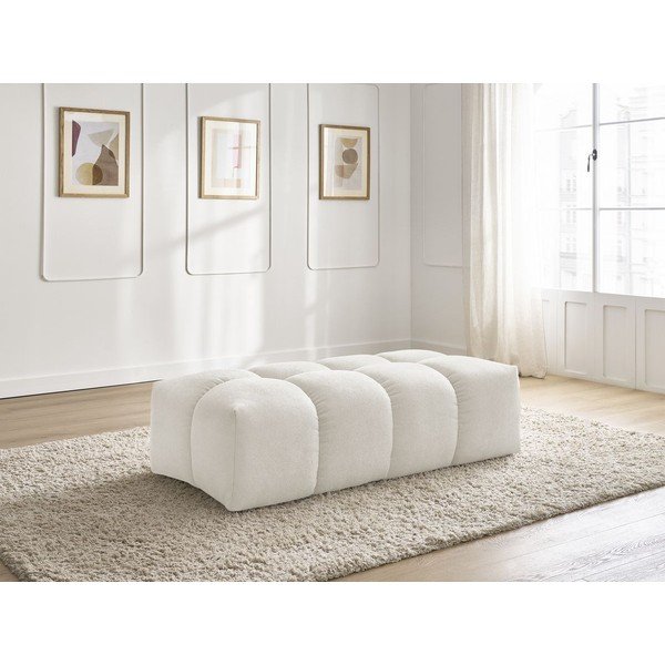 Poggiapiedi bianco con rivestimento in ciniglia Everest – Bobochic Paris-image-1