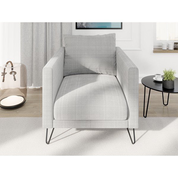 Poltrona grigio chiaro con rivestimento in ciniglia Freya – Ropez-image-1